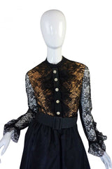 1960s Geoffrey Beene Lace & Silk Dress