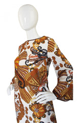 1970s Jean Allen Printed Caftan Maxi