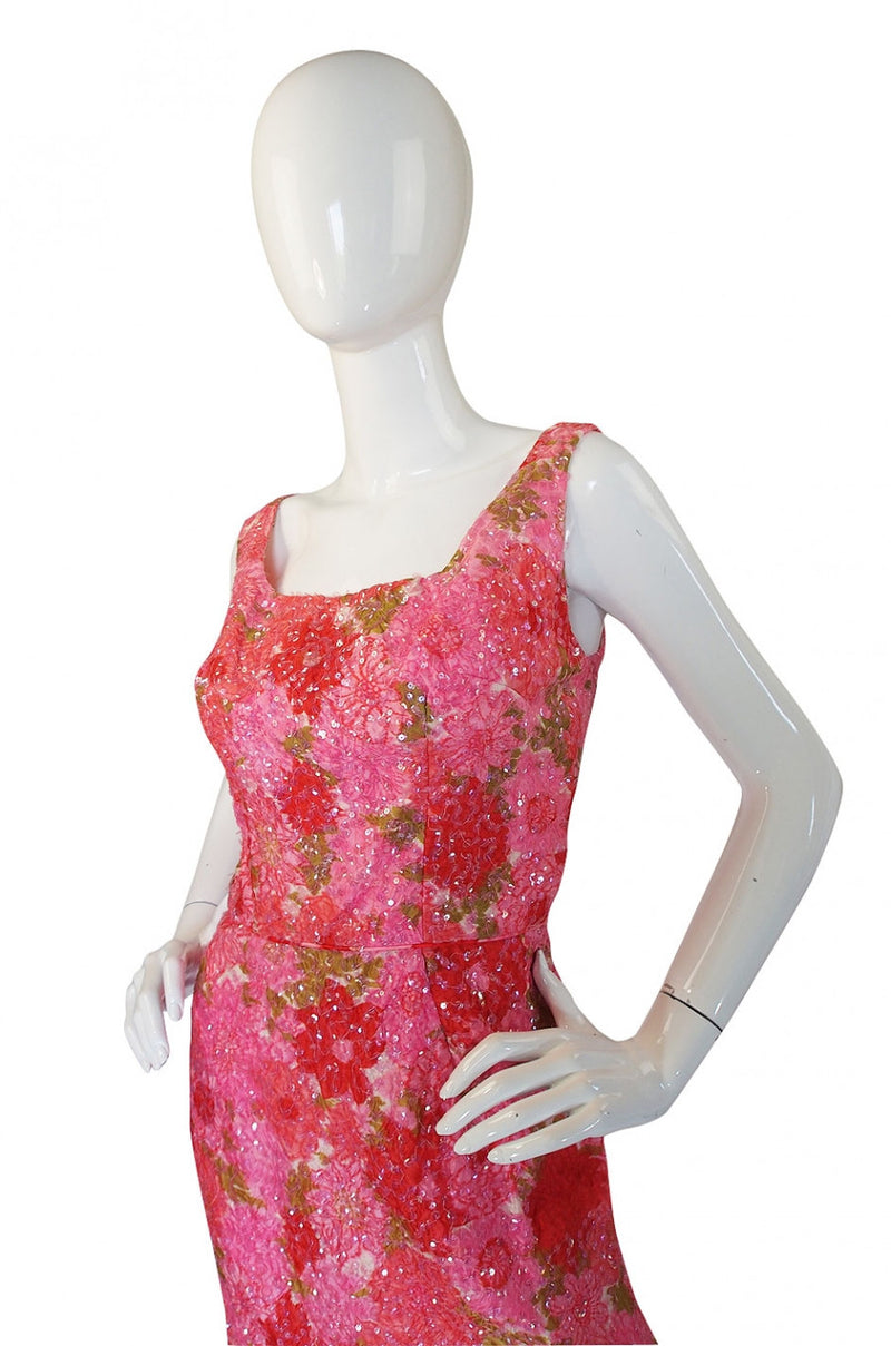1960s Pink Sequin Evening Dress