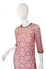 1960s Beaded Pink Shift Dress