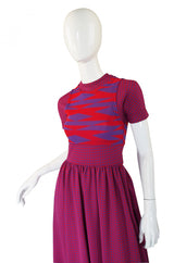 1971 Checked Raspberry Rudi Gernreich Maxi Dress