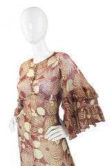 1960s Ruffled Gina Fratini Maxi Dress