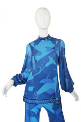 1970s Silk Bessi Tunic & Pant Set