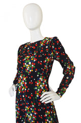 1970s Dotted Silk Yves Saint Laurent Dress