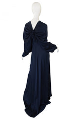 c2000s Yves Saint Laurent Midnight Blue Silk Bias Cut Dress