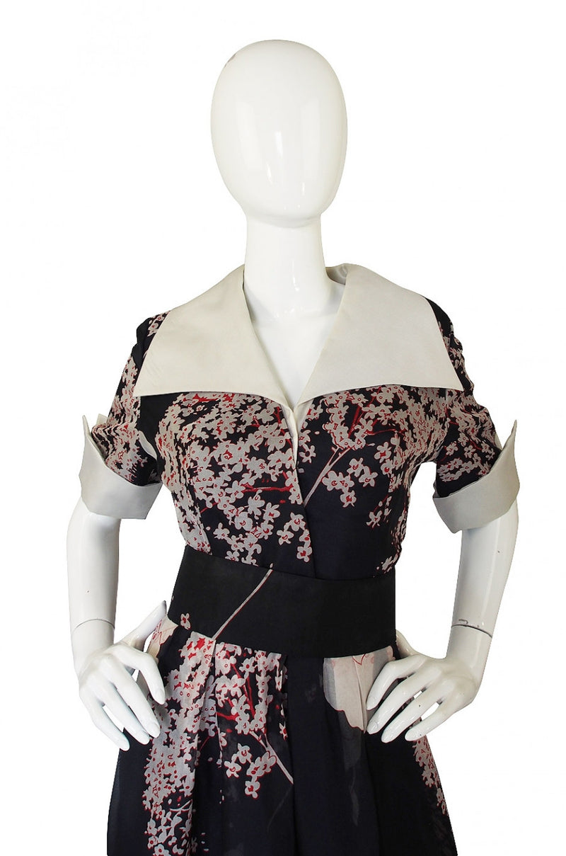 1960s Silk Organza Maxi Dress