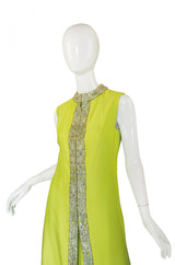1960s Beaded Lime Maxi Dress