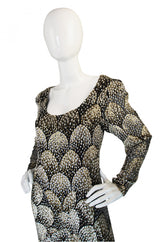 1970s Stavropoulos Metallic Silk Dress