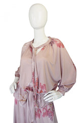 1970s Mac Tac Print Jersey Skirt & Top