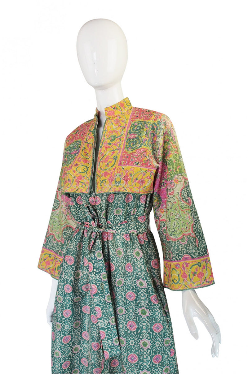 1960s Pastel Print Malcolm Starr Maxi Dress