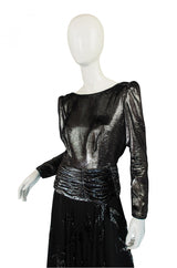 1980s Silver Accent Low Back Valentino Gown