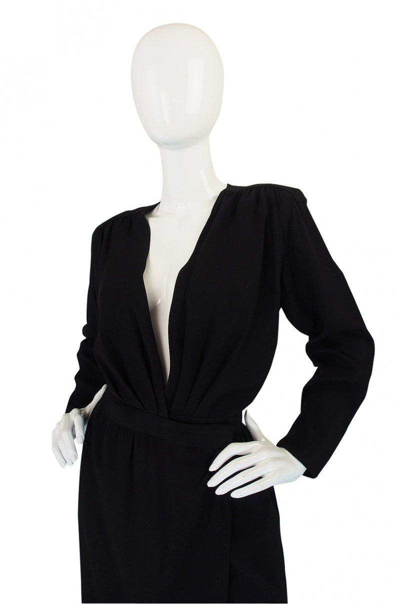 1985 Yves Saint Laurent Plunge Wrap Dress