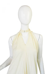 1970s Frank Usher Cream Jersey Dress