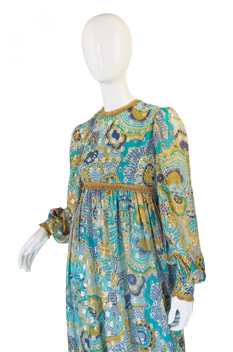 1960s Silk Metallic Mollie Parnis Gown