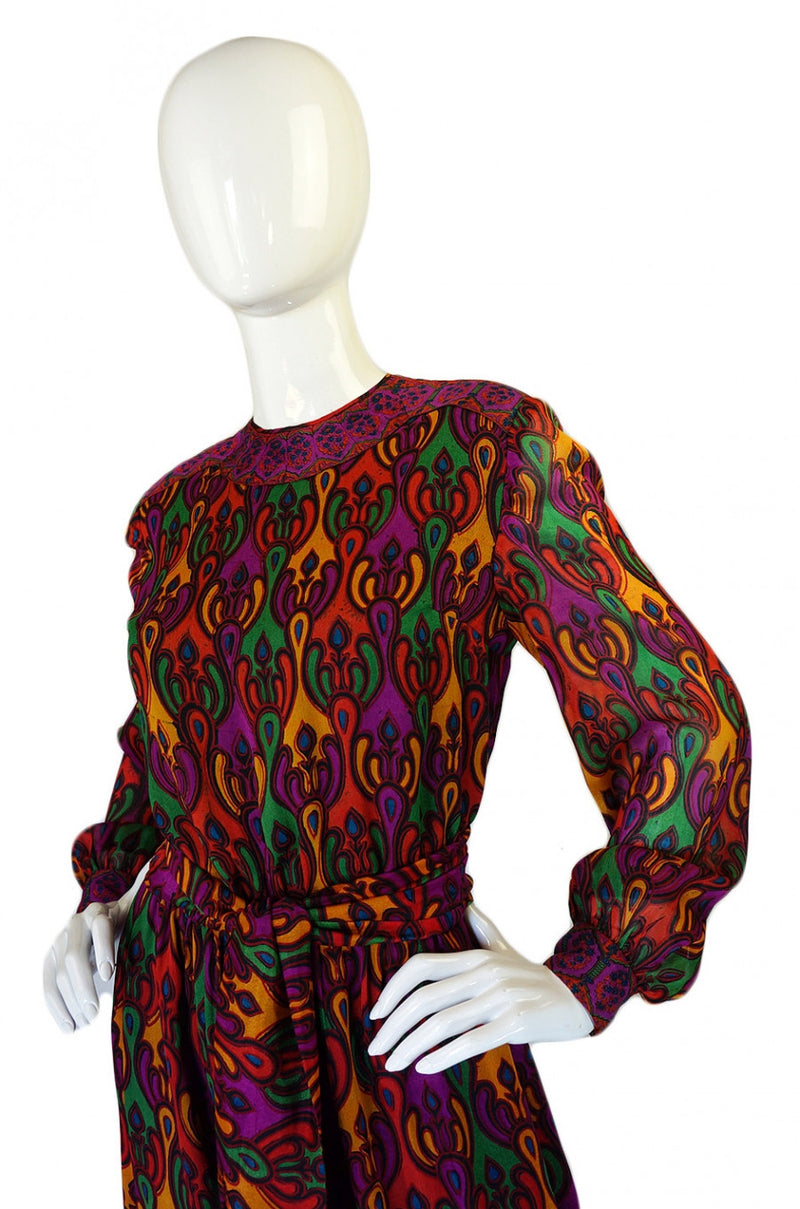 1970s Indian Silk Treacy Lowe Maxi Dress