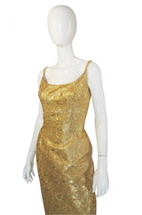 1960s Mr Blackwell Gold Brocade Gown