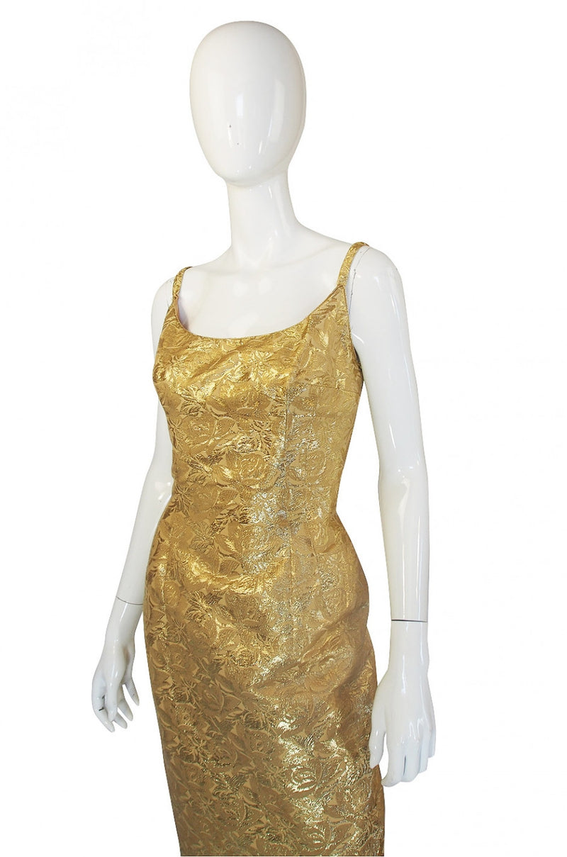 1960s Mr Blackwell Gold Brocade Gown