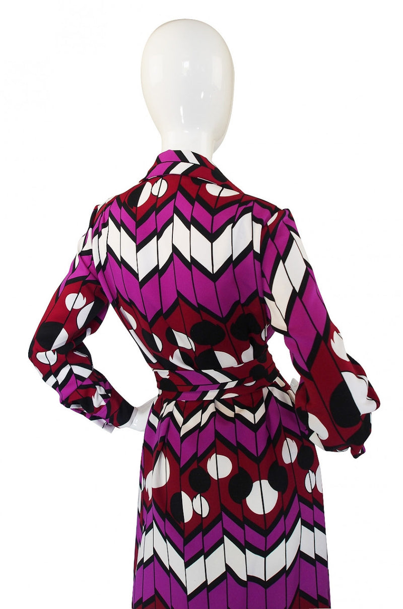 1970s Lanvin Print Maxi Shirt Dress