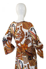 1970s Jean Allen Printed Caftan Maxi