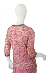 1960s Beaded Pink Shift Dress