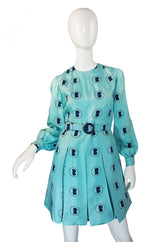 1960s Turquoise Barocco Silk Dress Set