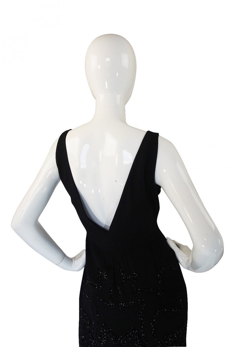 1990s Beaded Backless Valentino Dress Shrimpton Couture 1990s Beaded Backless Valentino Dress Shrimpton Couture