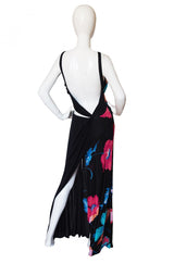 S/S 2001 Versace Couture Printed Jersey Cut Out Gown