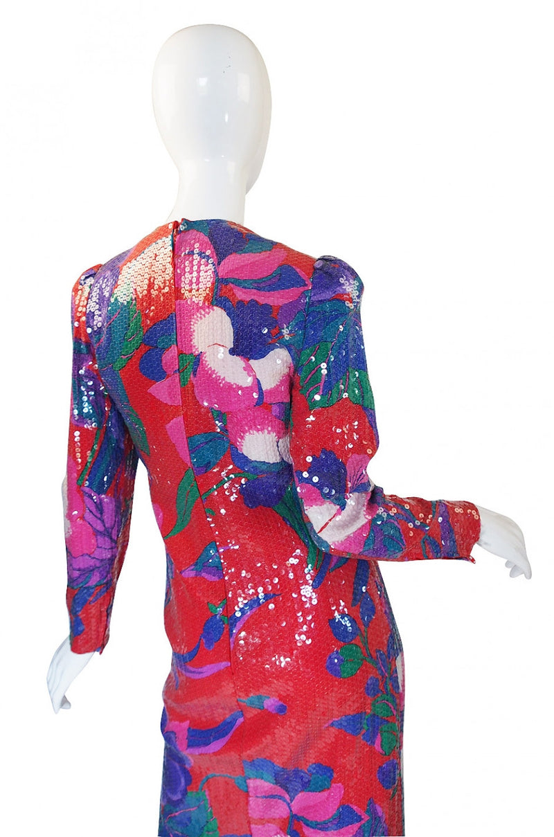 1970s Bill Blass Sequin Maxi Dress