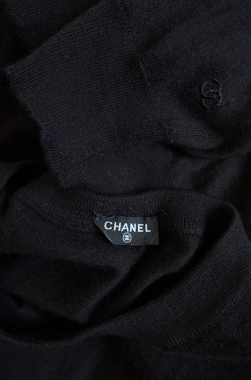 1990s Chanel Cashmere Black Sweater