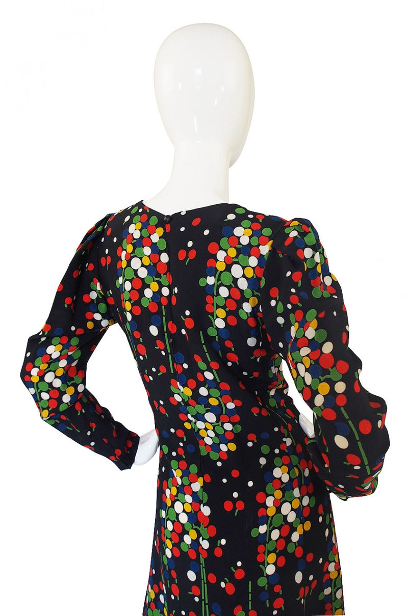 1970s Dotted Silk Yves Saint Laurent Dress