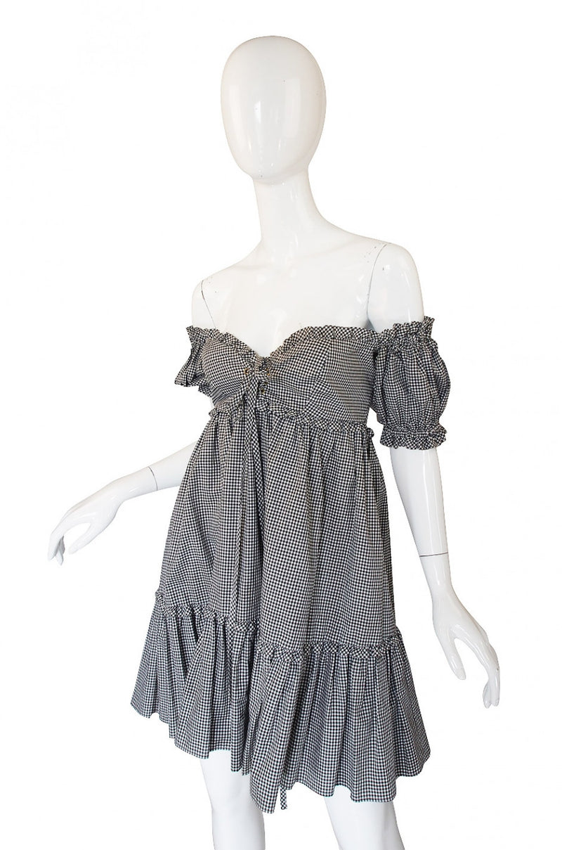 1990s Moschino Gingham Corset Mini Dress