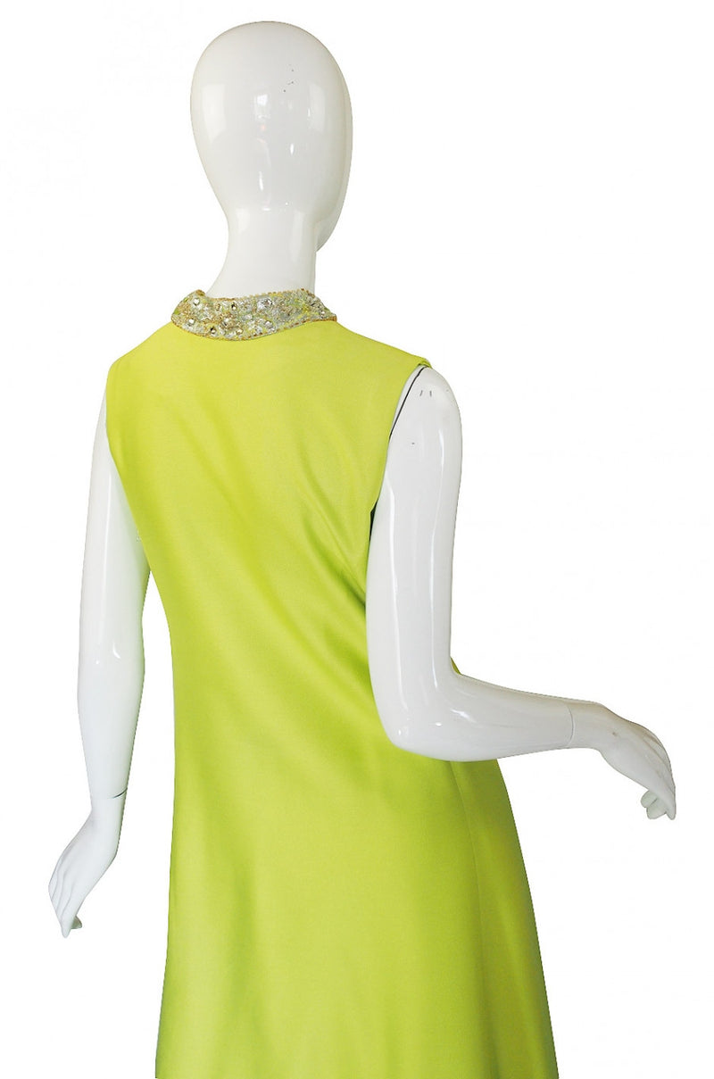 1960s Beaded Lime Maxi Dress