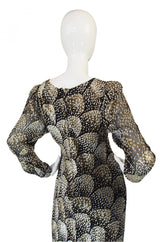 1970s Stavropoulos Metallic Silk Dress