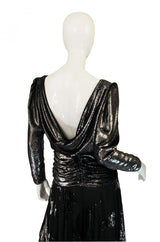 1980s Silver Accent Low Back Valentino Gown