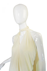 1970s Frank Usher Cream Jersey Dress