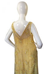 1960s Beaded Yellow Organza Malcolm Starr