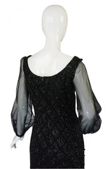 1960s Heavy Hand Beaded Black Shift