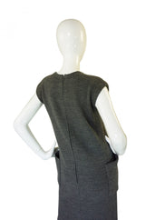 1960s Grey Wool Pauline Trigere Sheath