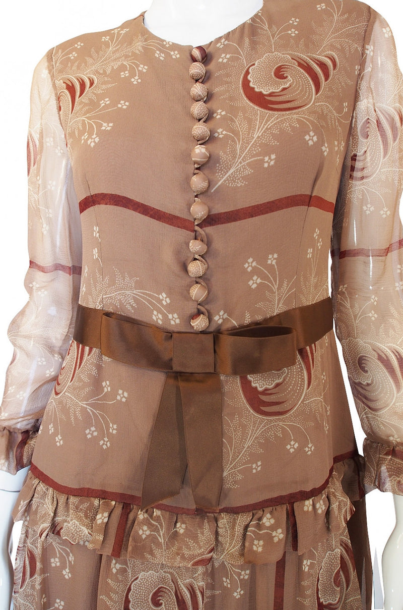 1960s Fine Barocco Silk Chiffon Day Dress