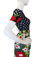 1970s Dot and Floral J. Tiktiner Maxi Dress