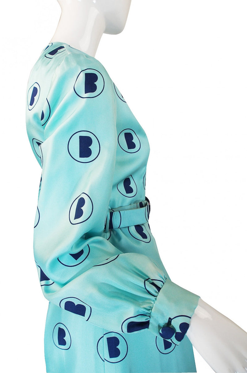 1960s Turquoise Barocco Silk Dress Set