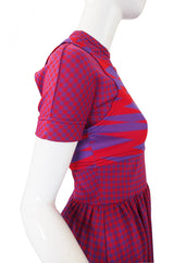 1971 Checked Raspberry Rudi Gernreich Maxi Dress