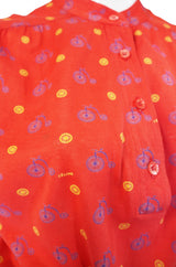 1970s Celine Bicycle Print Shirt Dress