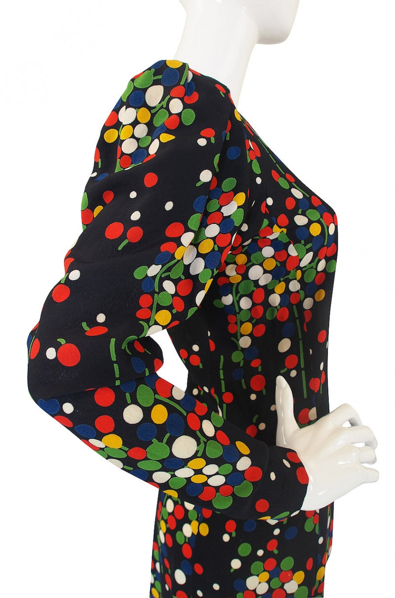 1970s Dotted Silk Yves Saint Laurent Dress