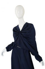 c2000s Yves Saint Laurent Midnight Blue Silk Bias Cut Dress