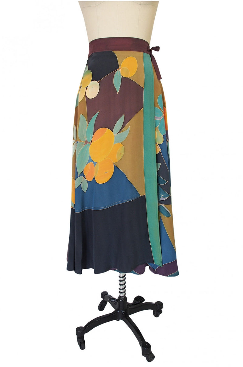 1970s Hand painted Silk Skirt & Shawl