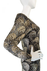 1970s Stavropoulos Metallic Silk Dress