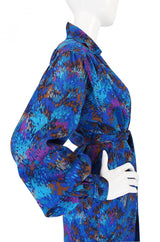 1970s Yves Saint Laurent Challis Blue Dress
