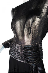 1980s Silver Accent Low Back Valentino Gown