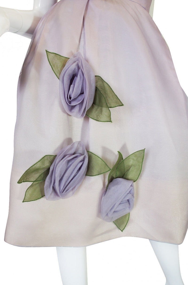 1950s Lavender Floral Dress
